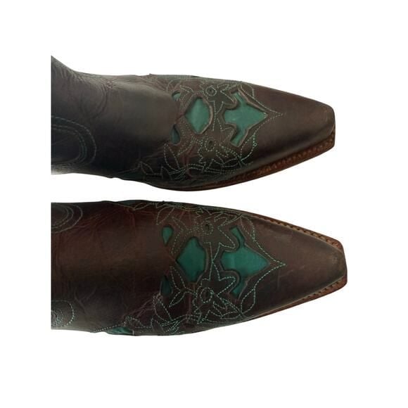Twisted X Women’s Brown Turquoise Floral Embroidered Western Boots 10B WSO0010 9