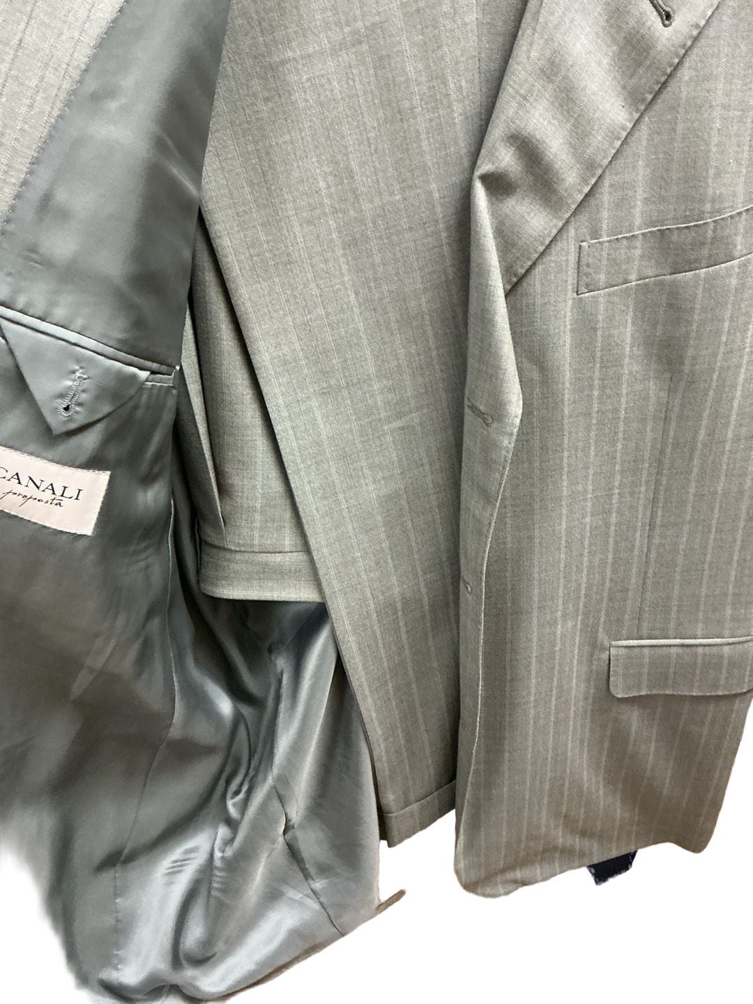 Canali Proposta Suit Size 58R Gray Pinstripe Wool Super 120s 2