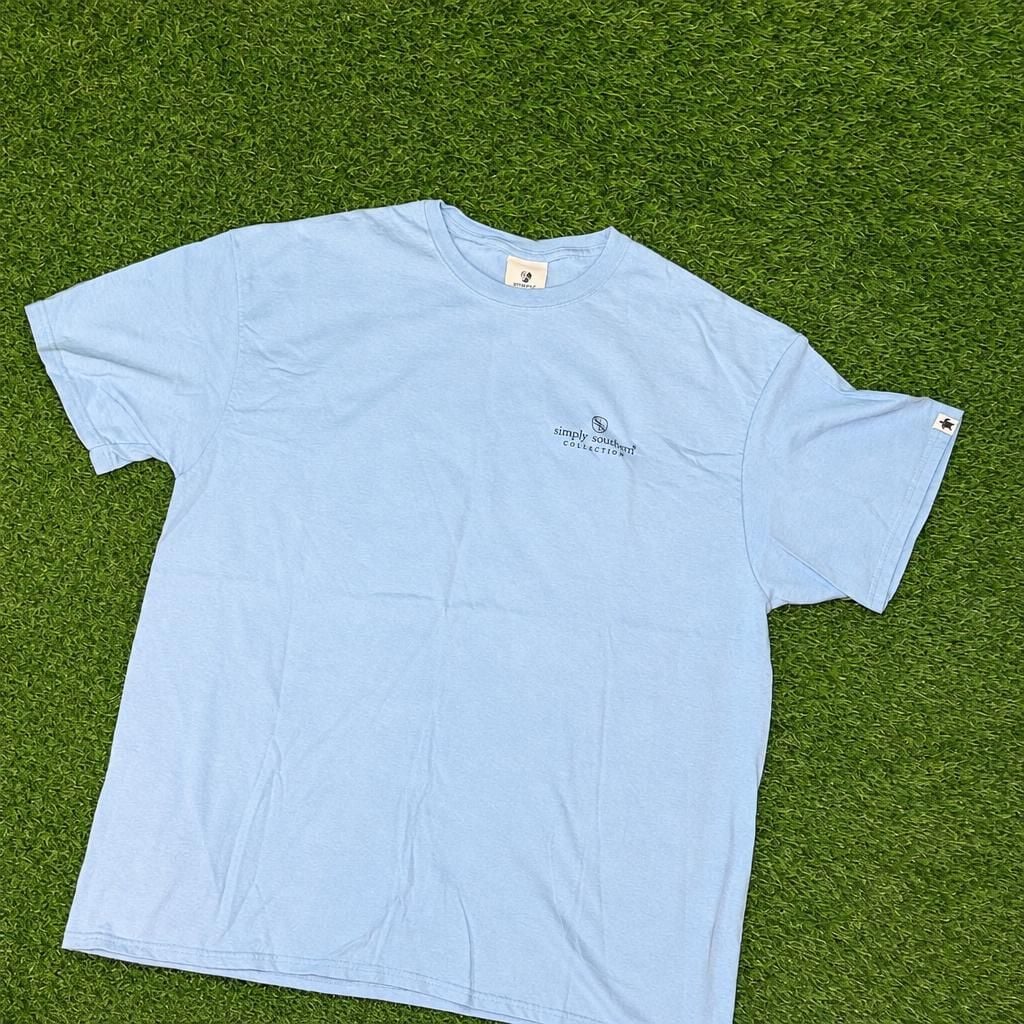 Simply Southern Good Ol Boys T-Shirt XL Light Blue Graphic Dog 2