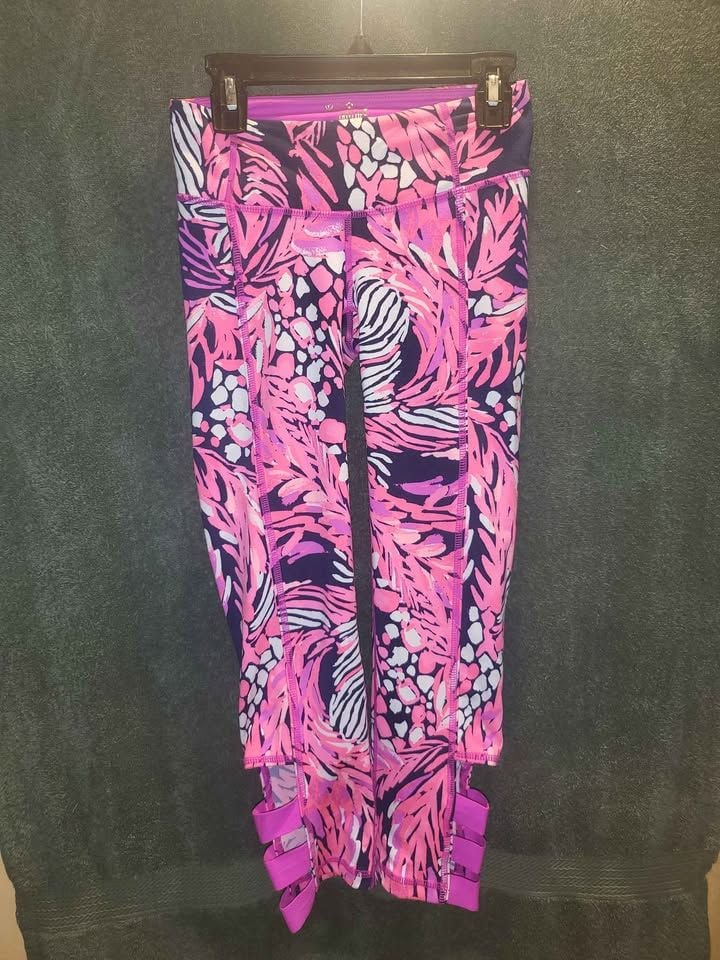Lilly Pulitzer LUXLETIC Leggings XXS Pink Tropical Print 2