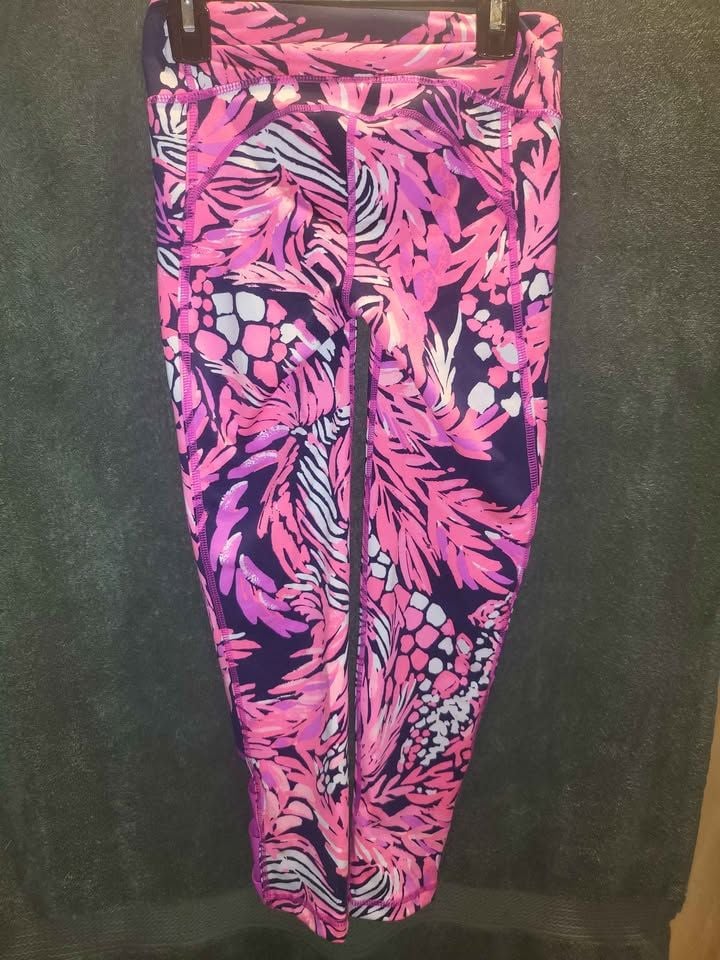 Lilly Pulitzer LUXLETIC Leggings XXS Pink Tropical Print 3