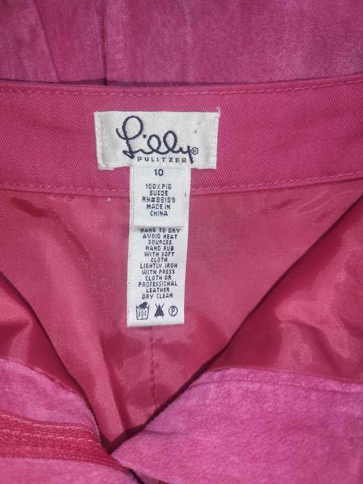 Vintage Lilly Pulitzer Pink Suede Mini Skirt 6
