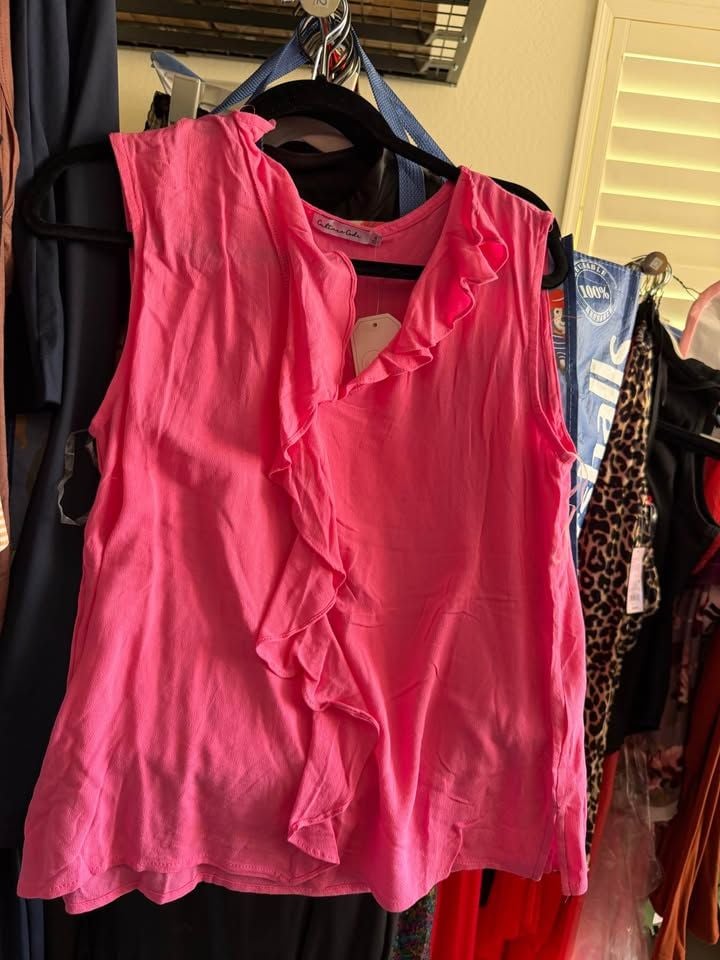 Culture Code Pink Ruffle Sleeveless Top 2