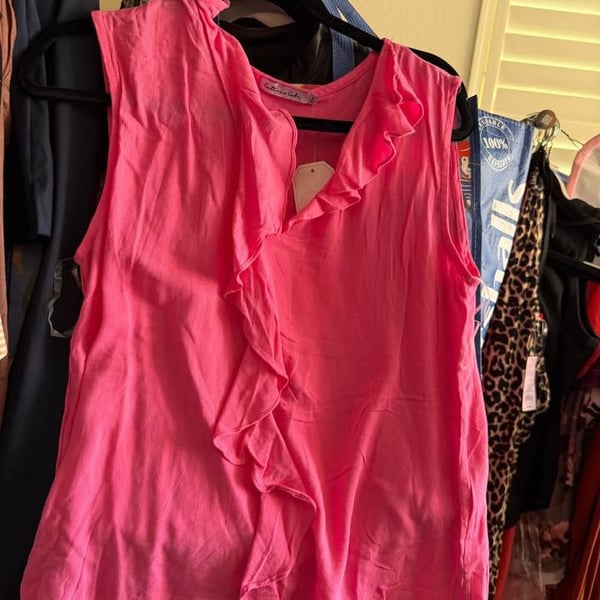 Culture Code Pink Ruffle Sleeveless Top
