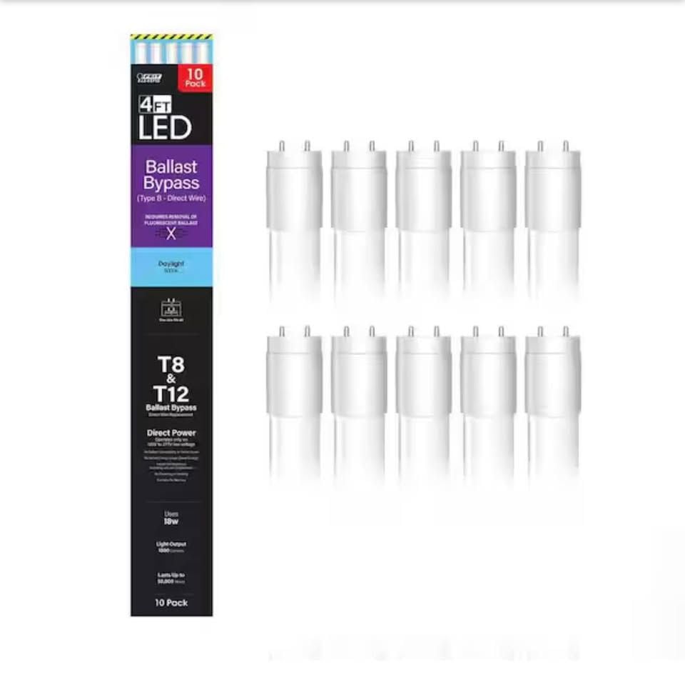 Feit Electric 10-Pack 4ft T8/T12 LED Ballast Bypass Tubes NIB 2