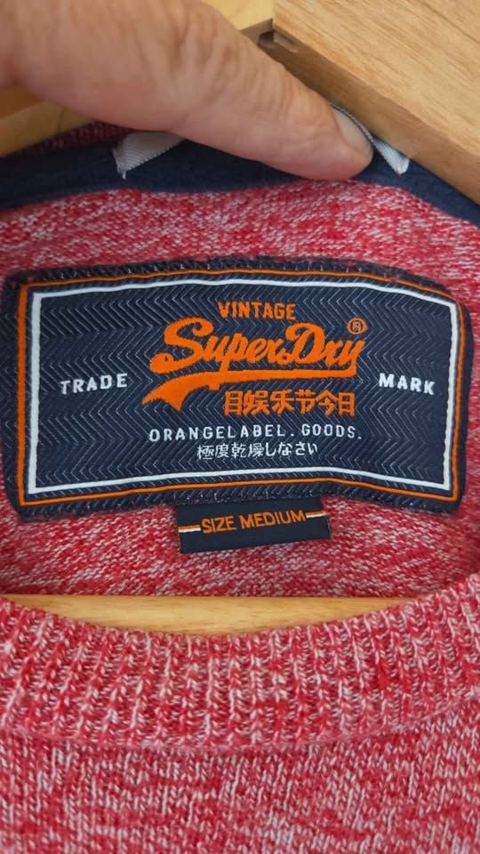 Vintage Superdry Orange Label Cashmere Blend Sweater - Size Medium Unisex 5