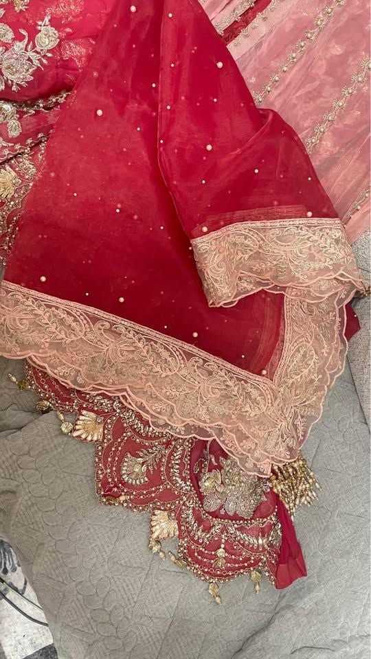 Pakistani floor length designer maxi gown wedding dress 3 pc embroidered 7