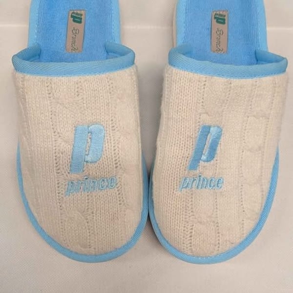 Limited Edition Prince x Brunch Essential Cable-Knit Slippers Open Back Blue Women's Size 7