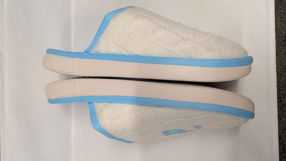 Limited Edition Prince x Brunch Essential Cable-Knit Slippers Open Back Blue Women's Size 7 6