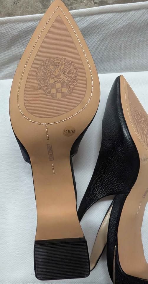 Vince Camuto Hamden Black Textured Leather Pointed Toe Slingback Pumps Size 7.5 3