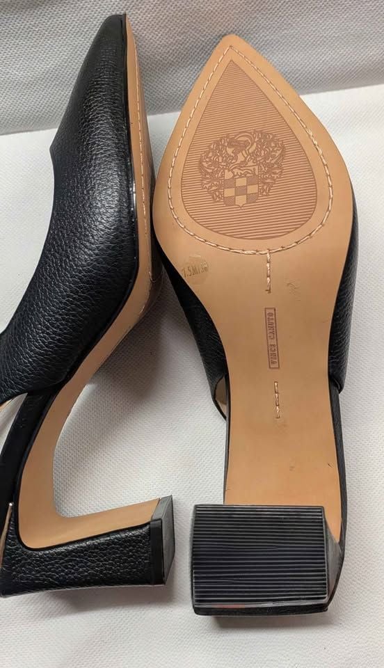 Vince Camuto Hamden Black Textured Leather Pointed Toe Slingback Pumps Size 7.5 4