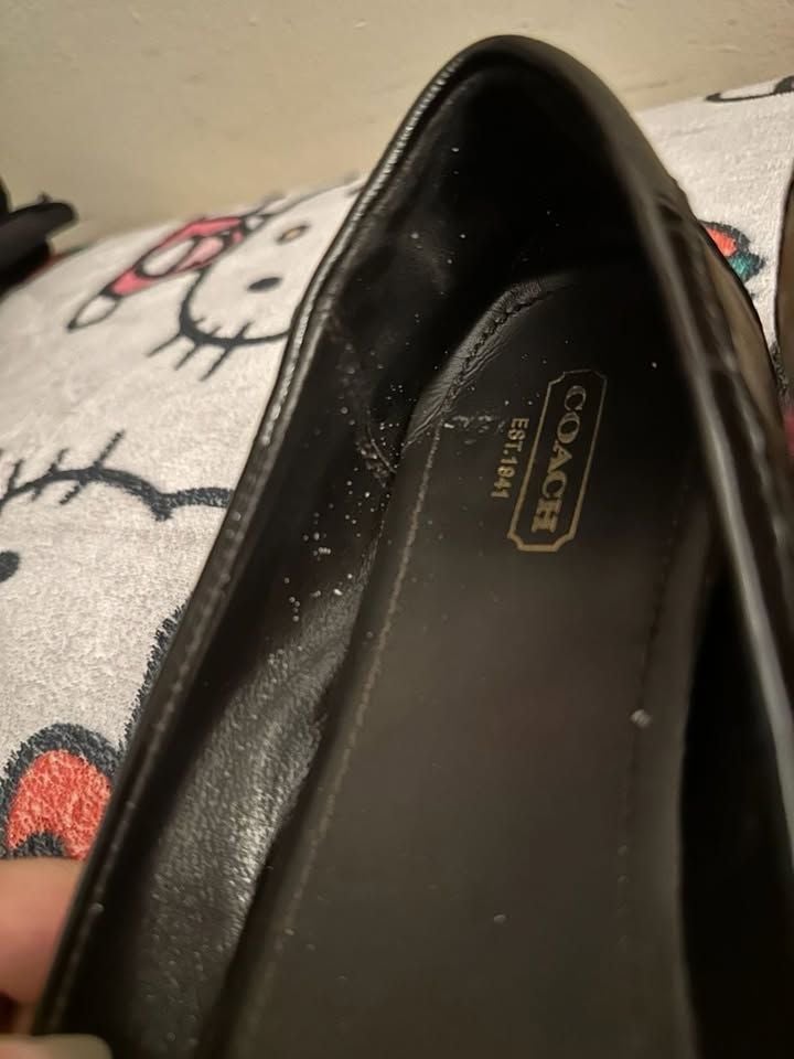 Size 9 Coach Signature C Brown Patent Leather Trim Ballet Flats 8