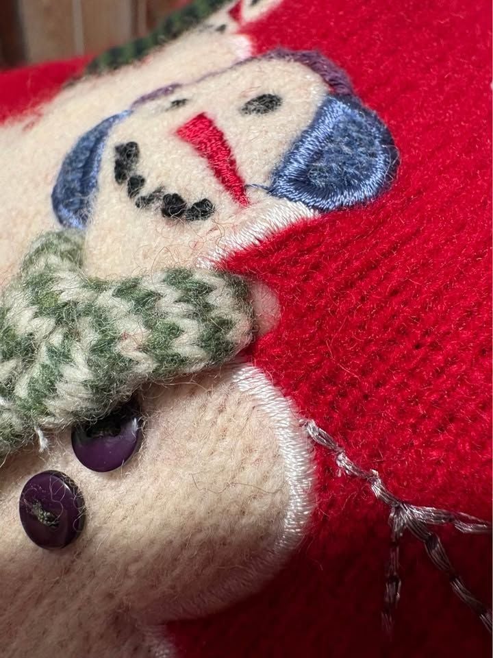 Jones New York Sport Red Snowman Zip-Up Sweater Size Small 6