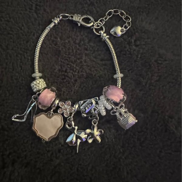 Pink and purple bracelet w charms