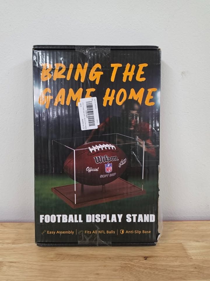 Football Display Case with Wood Stand – NEW 1