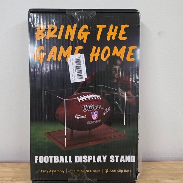 Football Display Case with Wood Stand – NEW