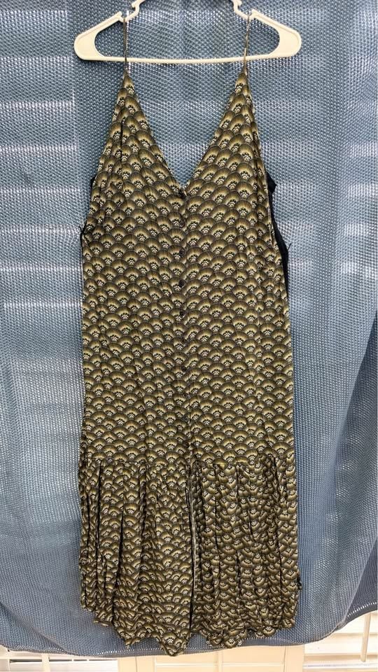 Farm Rio Art Deco Fan Print Button-Front Maxi Dress 2