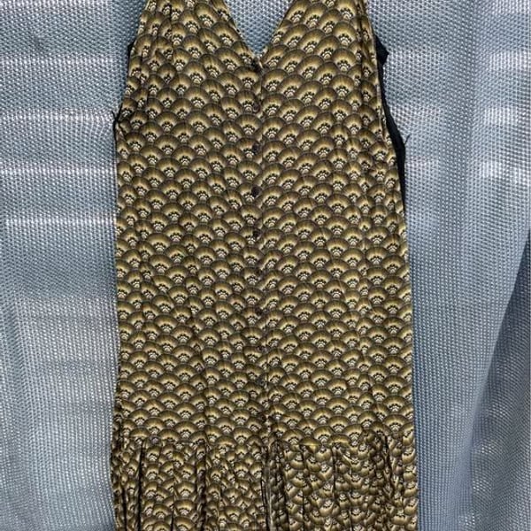 Farm Rio Art Deco Fan Print Button-Front Maxi Dress